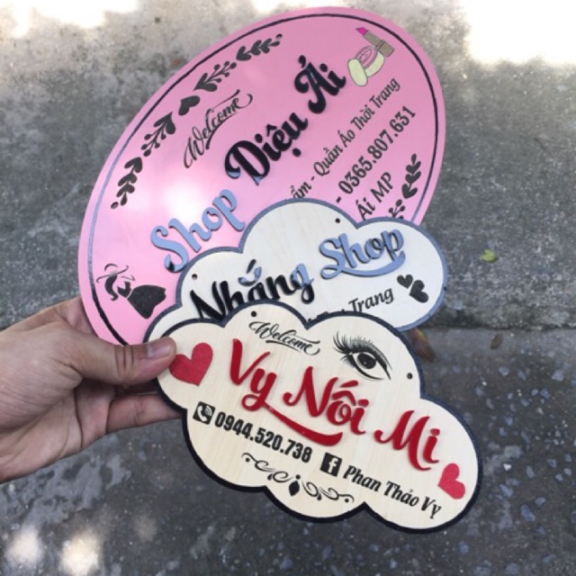 Bảng gỗ trang trí - khắc tên, thương hiệu shop - theo yêu cầu