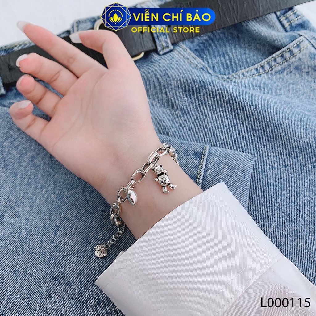 Lắc tay bạc nữ Bearbrick charm cá tính chất liệu bạc 925 thời trang phụ kiện trang sức Viễn Chí Bảo L000115