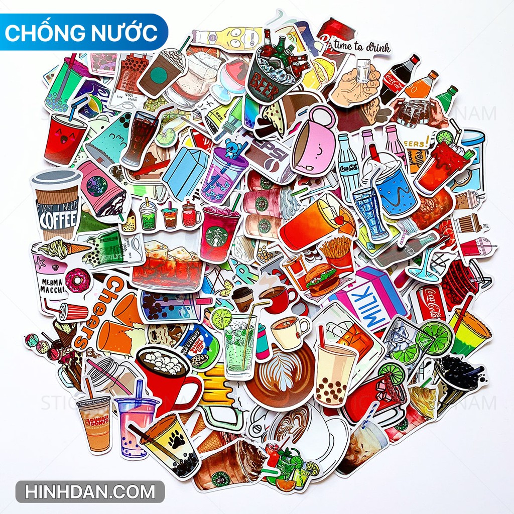 [HCM] Sticker Đồ Uống - Drink CHỐNG NƯỚC Dán Nón Bảo Hiểm | Sticker Việt Nam