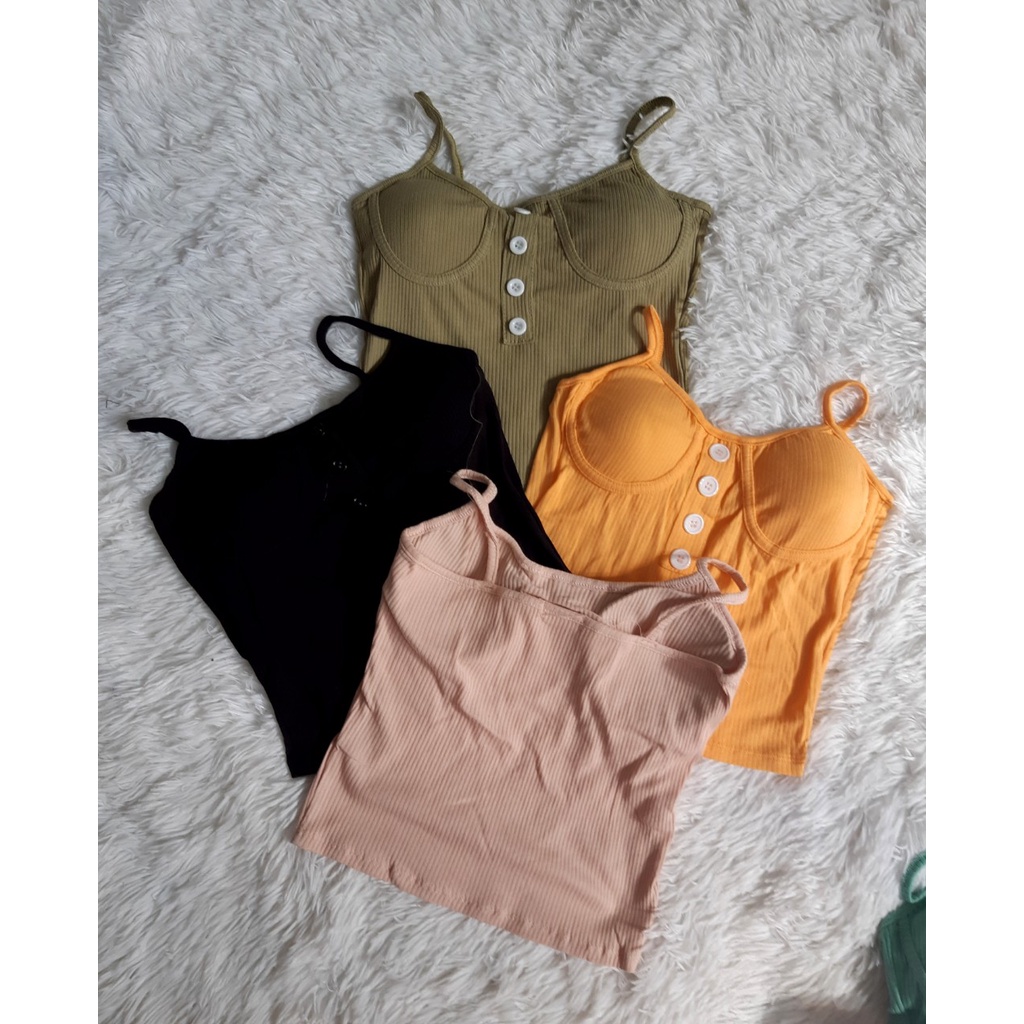 Áo dây có đệm ngực chất zip co dãn cao cấp - Áo 2 dây bản to có mút ngực dáng croptop