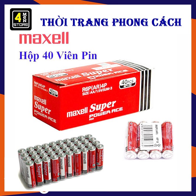 Pin Tiểu AA (2A) Maxell Super Đỏ 1.5V - Hộp 40 viên - Siêu Bền