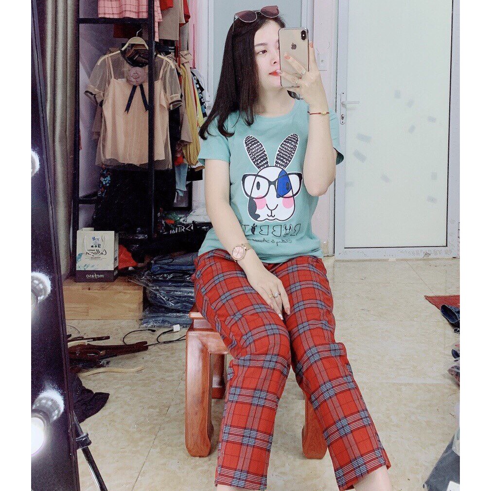 Bộ Mặc Nhà Cotton, Bộ Ngủ Quần Dài Áo Ngắn Tay - Tông Màu Nhẹ Nhàng, Mát Mắt - Thiết Kế Sang Trọng, Thanh Lịch (Mã DL)