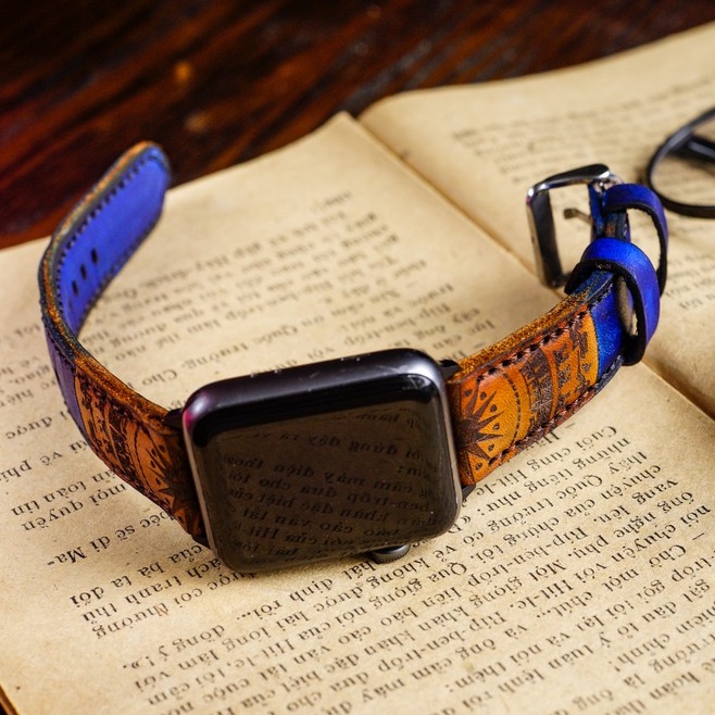 Dây Đồng Hồ Da Thật RAM Leather Trống Đồng Việt Nam Xanh Navy Da Bò Thật Bền Đẹp