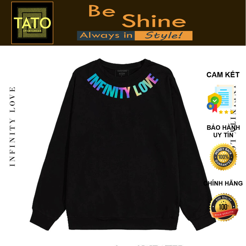 Áo Sweater IF.T in chữ Infinity Love Phản Quang 7 màu Áo nỉ Dài tay Unisex in hiệu ứng Hologram