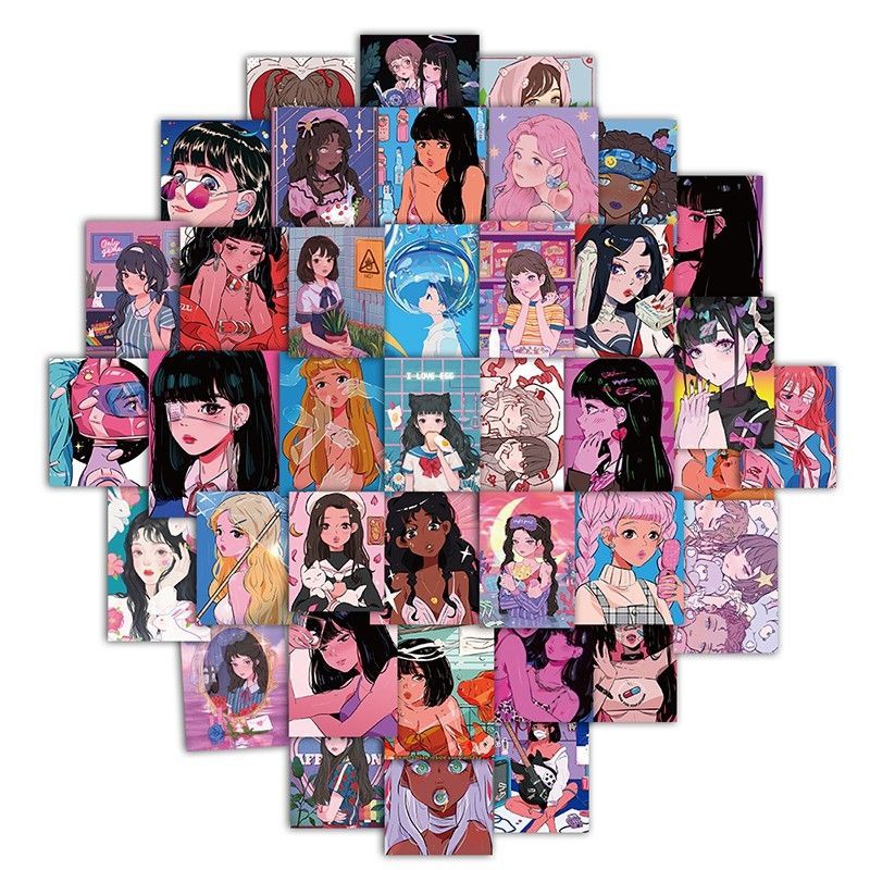 YUNV Set 10 Sticker Cô Nàng Phong Cách Anime❤
