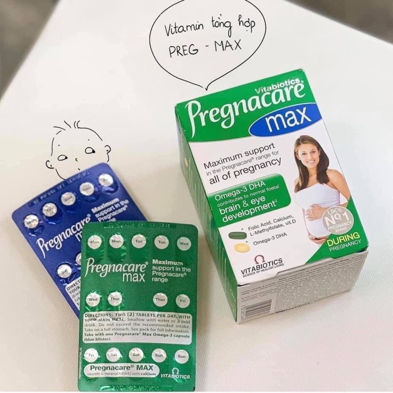 Pregnacare Max 84v,vitamin bầu thực phẩm bổ sung, chức năng pregnacare