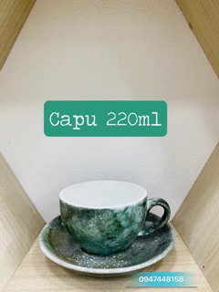 Bộ ly kèm đĩa capuchino men đá 220ml