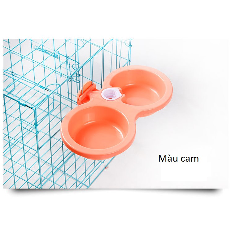 [HCM] Bát đôi gắn chuồng ăn uống cấp nước tự động dành cho thú cưng (size nhỏ)