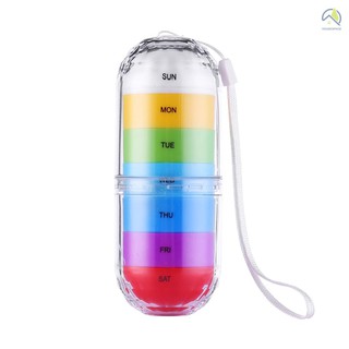 ● Weekly Pill Organizer 7 Day Pill Box Cup Case Medicine Organizer Tablets Holder Dispenser Waterproof and Portable