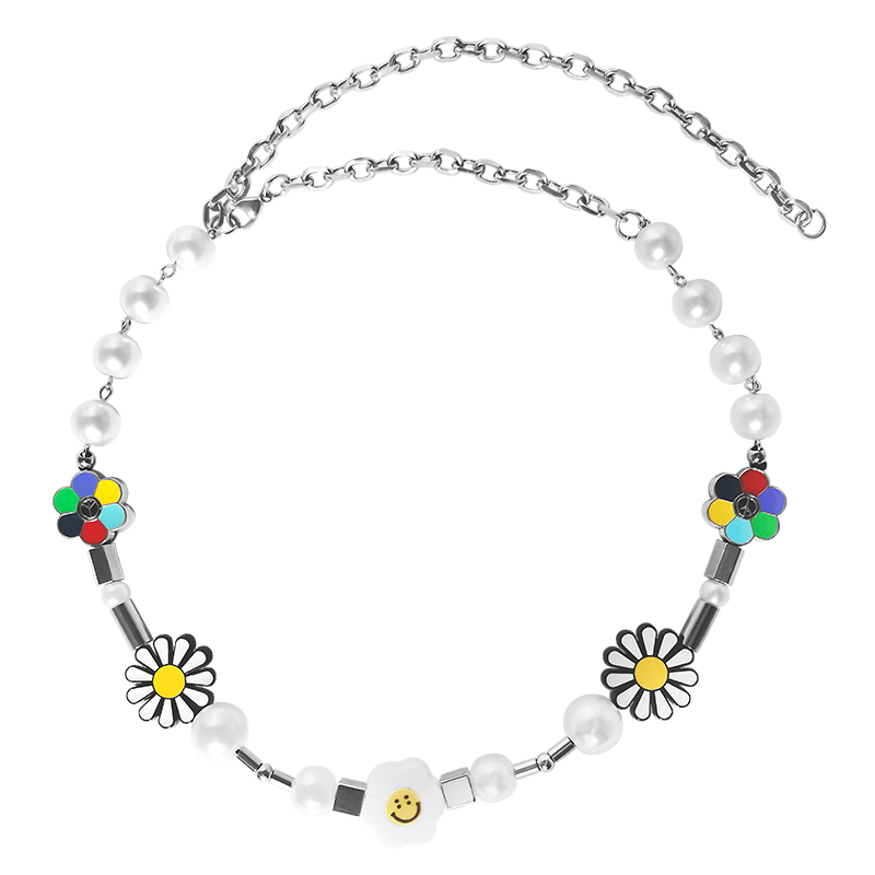 Vòng Cổ Gắn Mặt Hình Hoa Hướng Dương / Hoa Cúc Ngọc Trai Độc Đáo Hợp Thời Trang