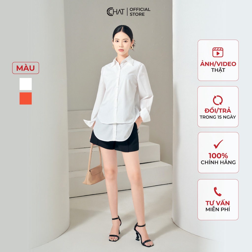 Áo Sơ Mi Nữ 𝐂𝐂𝐇𝐀𝐓 Kiểu Hai Tà Thân Trước Cổ Đức Chất Thô Cao Cấp Phong Cách Trẻ Trung 22FDT2004ST