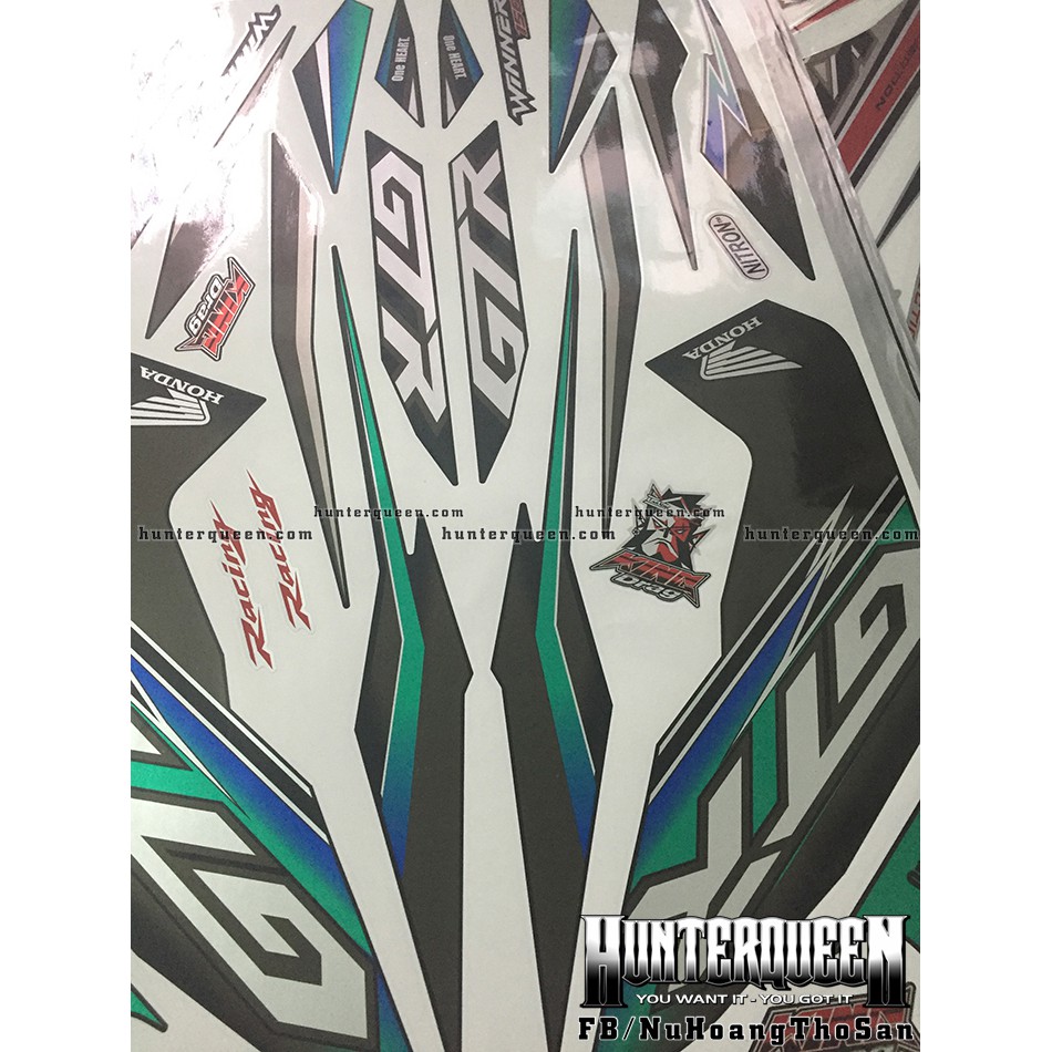 Tem rời xe Winner. GTR đen, tem bạc xanh. Thay đổi màu sắc và chi tiết theo yêu cầu. Sắc nét, bền màu, chống nước