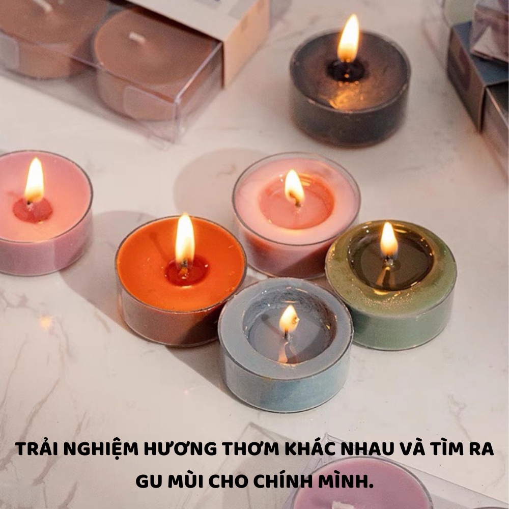 Nến thơm phòng thiên nhiên TEALIGHT tinh dầu mini decor trang trí sáp đậu nành không khói