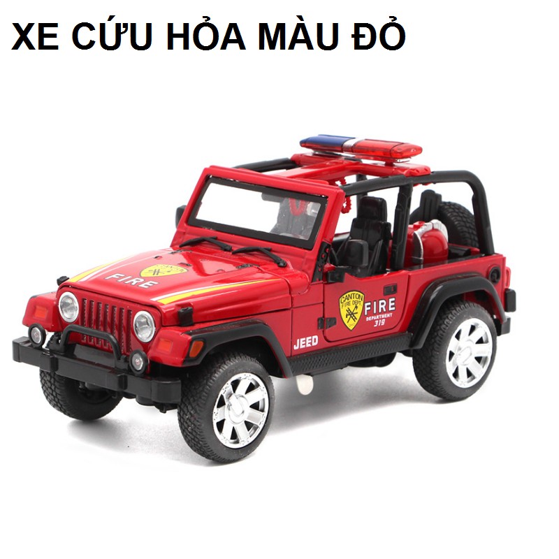 Xe ô tô cứu hỏa Jeep 1:32 bằng hợp kim có đèn nháy và âm thanh cảnh sát - mô hình xe đồ chơi trẻ em