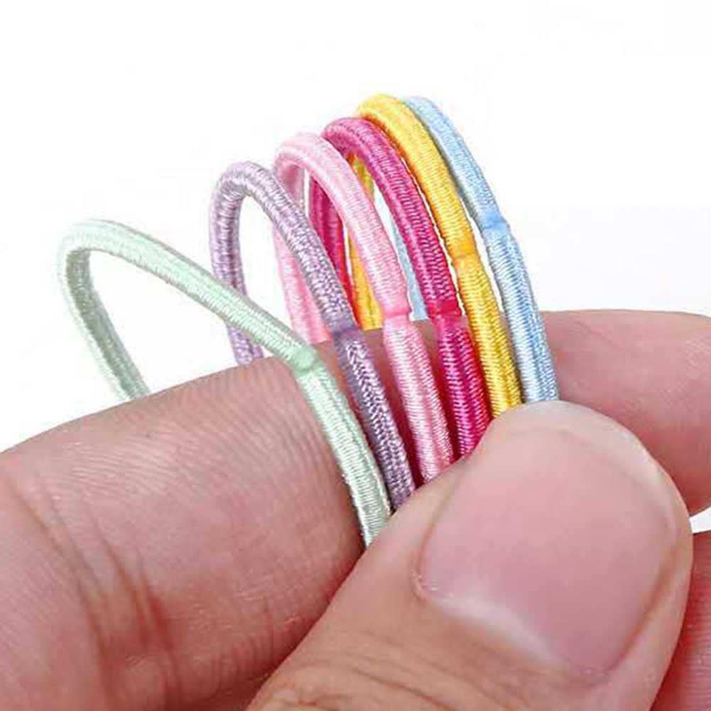 Set 100 Dây Buộc Tóc Co Giãn Màu Trơn Cho Bé