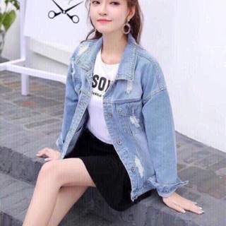 Áo khoác bò cổ đức rách (DH/TR )