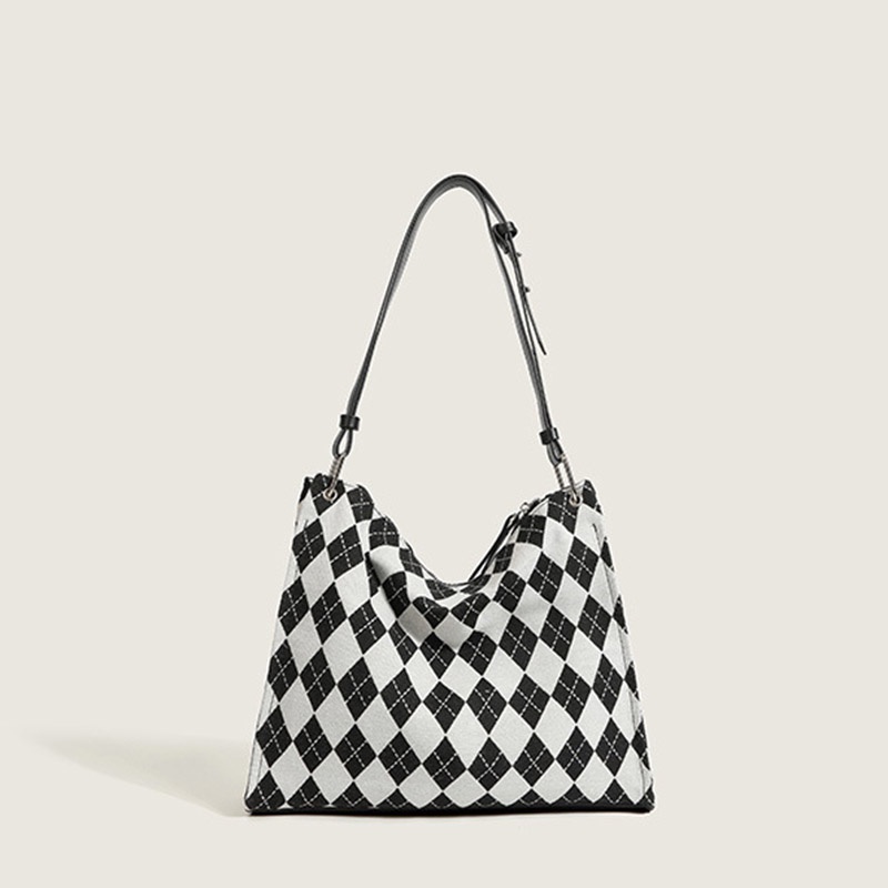 Túi tote IELGY vải canvas cỡ lớn họa tiết kẻ sọc thời trang cho nữ