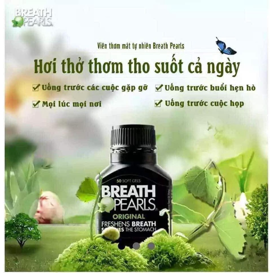 Viên uống thơm miệng Thanh lọc đường ruột Breath Pearls Nhập Khẩu ÚC
