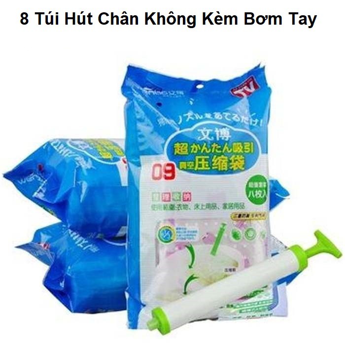 Bộ 8 túi hút chân không đựng chăn màn, quần áo - Tặng Kèm Bơm - Chống Nấm Mốc - Bụi Bẩn - Bảo Hành Lỗi 1 Đổi 1