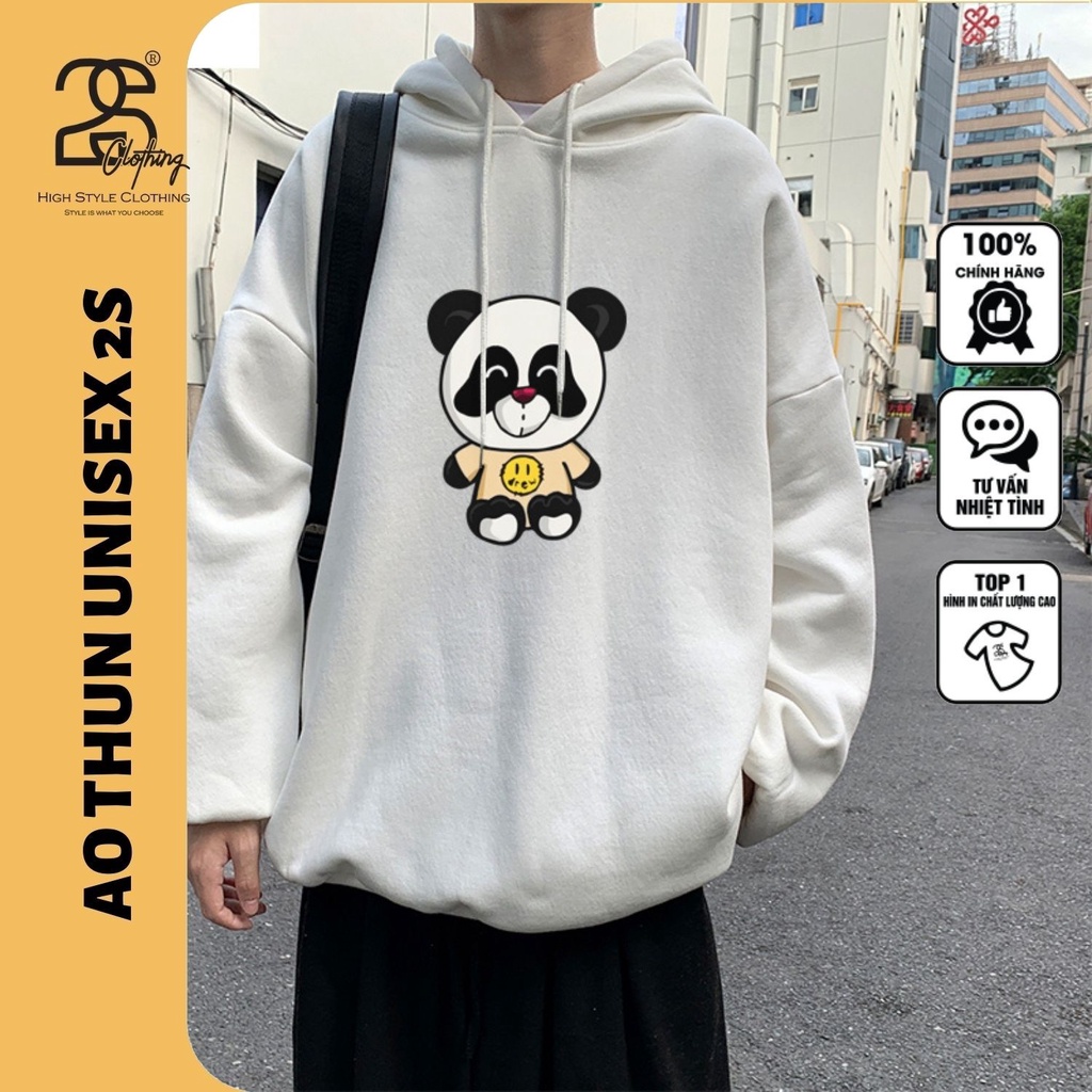Hoodie Nỉ Bông Nam Nữ Form Rộng In Hình 2s Clothing, Áo Hoodie Nỉ Mũ Rộng In Hình Panda 2s Clothing TV5026