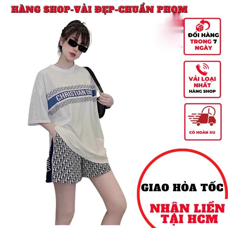 Set đồ bộ nữ thể thao áo tay ngắn phom rộng kèm quần đùi ngắn hàn quốc tôn dáng mặc nhà đi chơi dạo aloha