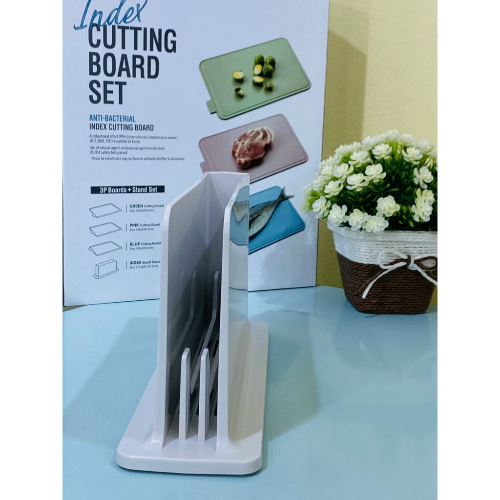 Bộ 3 thớt nhựa kháng khuẩn LOCK&amp;LOCK Index Cutting Board CSC251 kèm giá đỡ