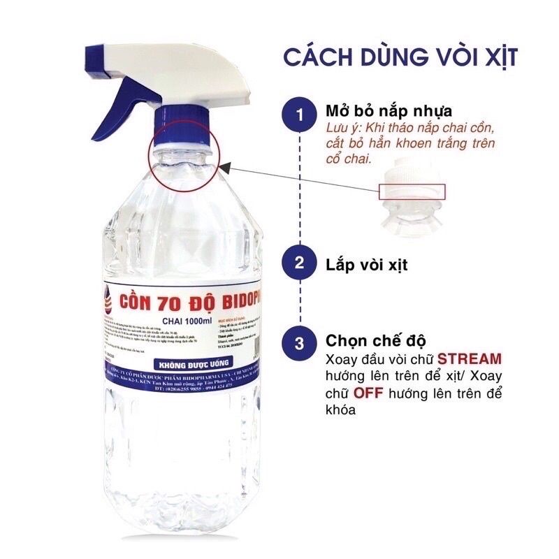 Cồn Y Tế 90 Độ có vòi xịt  500- 1000Ml