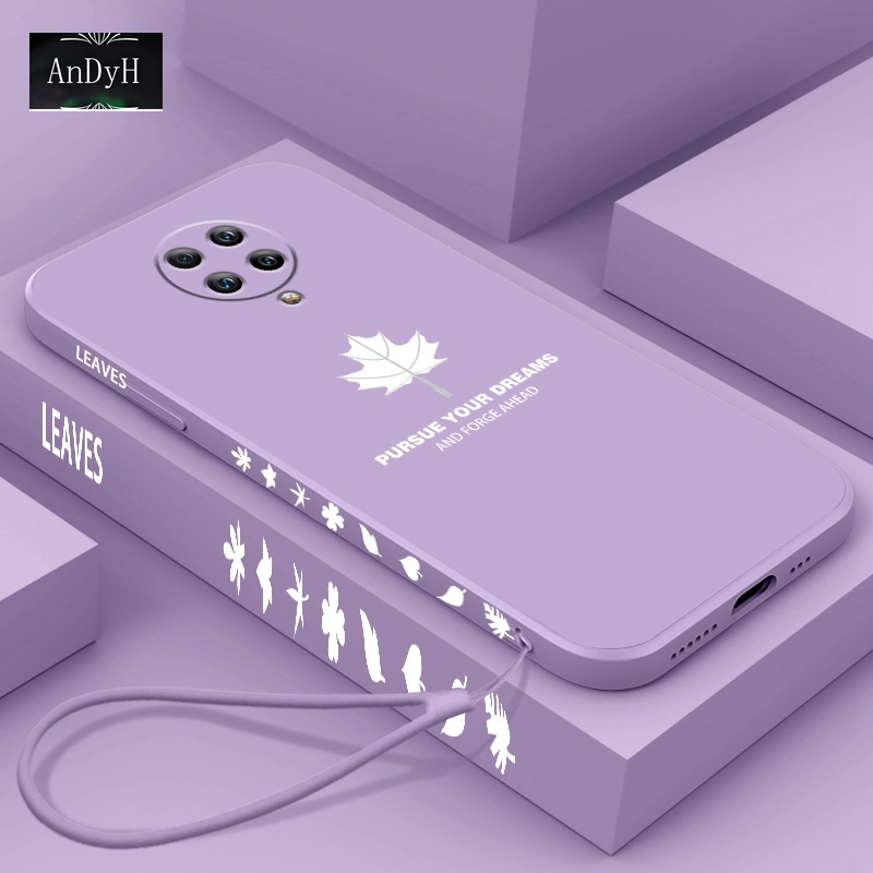 Ốp điện thoại silicone nhám lá phong có dây đeo cho XIAOMI REDMI NOTE 8PRO 9 REDMI 9T 9POWER 10X 4G 5G K30PRO K30ULTRA