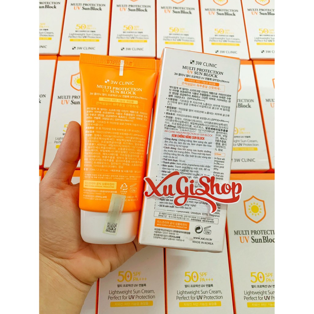 Kem chống nắng SPF50 Multi Protection Uv Sun Block 3W Clinic Hàn Quốc 70ml