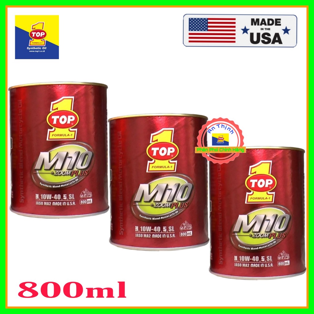 Nhớt xe số M10 ZOOM PLUS 1OW40 MA2 SL 800ml Và 1L Nhập Khẩu Trực Tiếp Nguyên Lon Từ Mỹ, Công Nghệ Lon Chống iả.