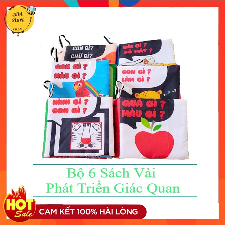 Combo 6 Sách Vải Song ngữ , Kích Thích Thị giác Cho Bé- Made in Vietnam
