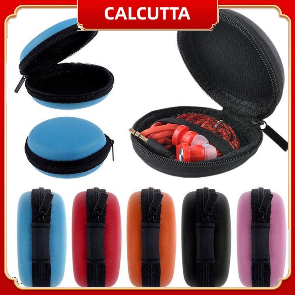 Túi đựng tai nghe / dây cáp sạc mini hình tròn có khóa kéo