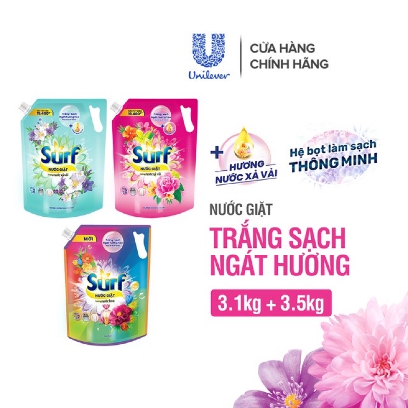 Nước giặt Hương Xả Vải Surf túi 2kg8