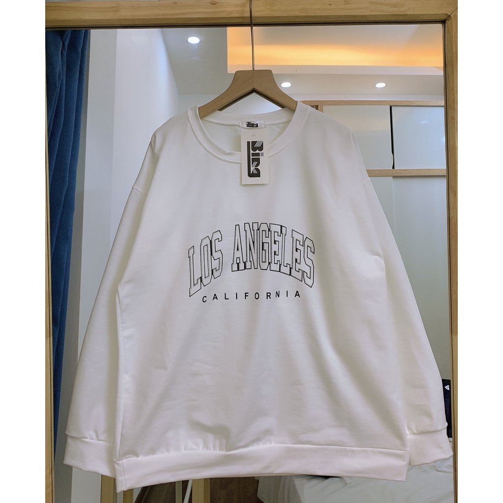 Áo nỉ sweater Losanggles , áo nỉ nữ ullzzang Bingshop dài tay form rộng vải da cá cao cấp
