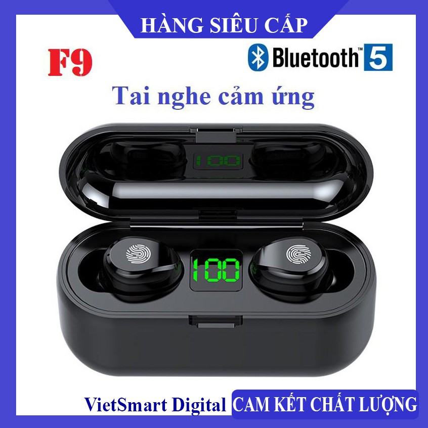 Tai Nghe Bluetooth, Tai Nghe Không Dây AMOI F9 TWS 5.0 9D, Cảm Ứng Chạm, Chống Nước, Chống Ồn Phiên Bản Quốc Tế 2021