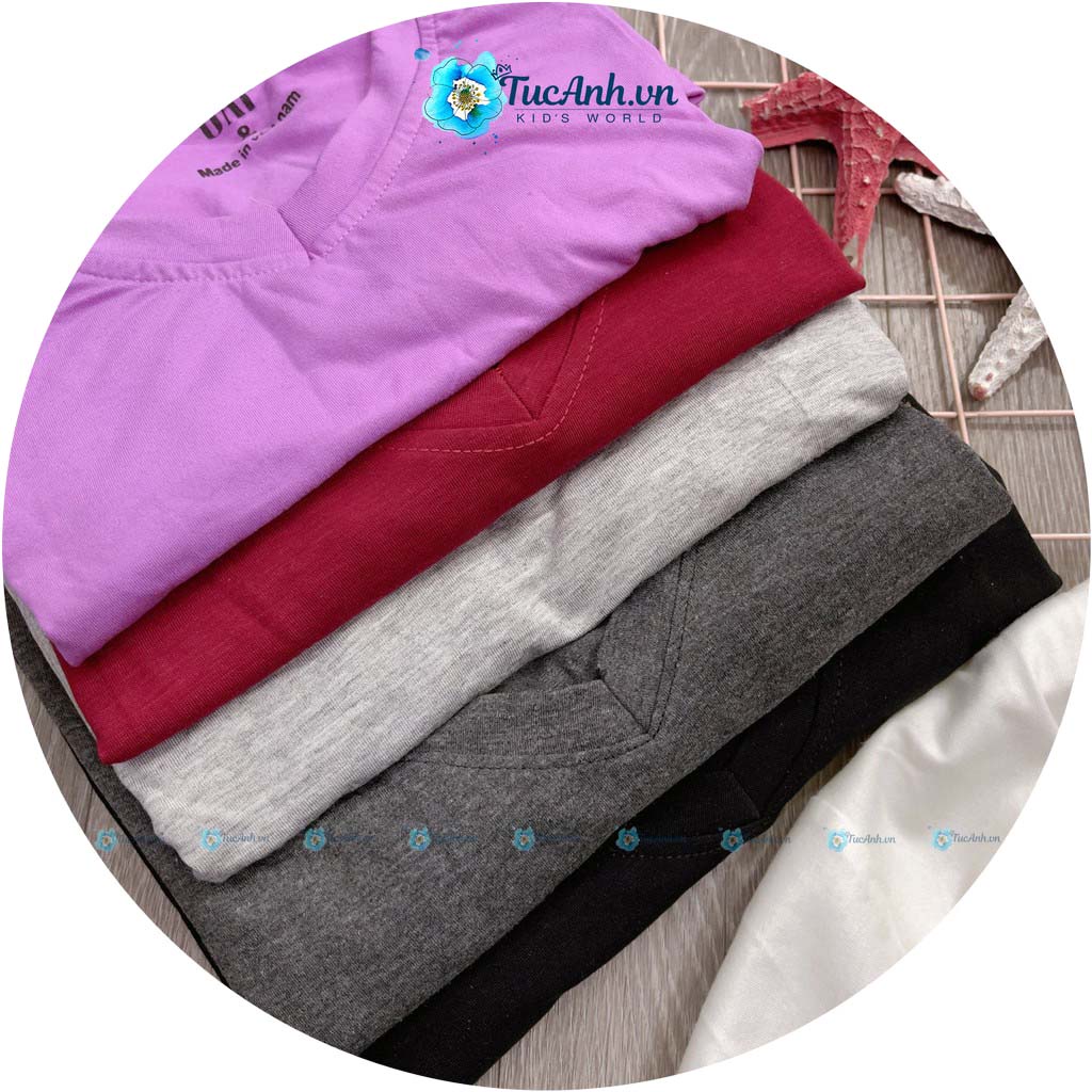 Áo Thun Cotton Trơn Ngắn Tay Nữ Nhiều Màu Cổ Tim, Áo Phông Cộc Tay Cổ V, Mềm Mịn Thoáng Mát - TucAnh