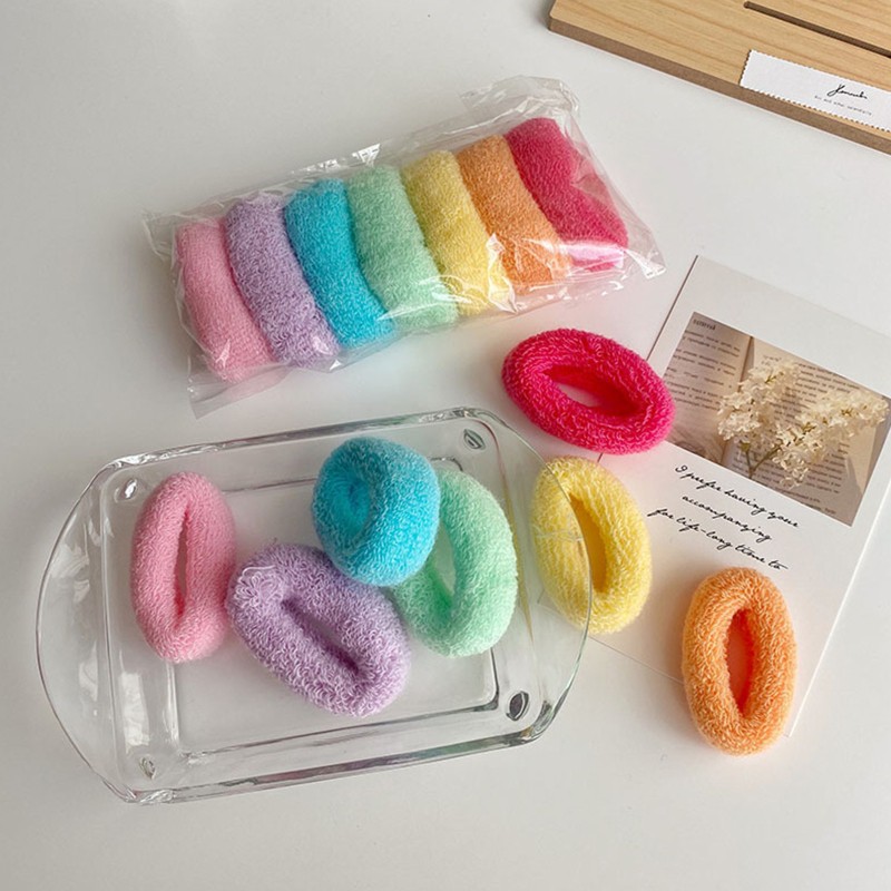 Bộ 7 Dây Cột Tóc Co Dãn Màu Sắc Cầu Vồng