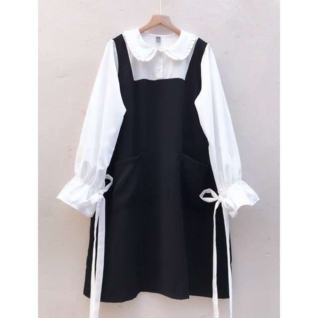 Đầm chữ A tay pha màu trắng - Váy thiết kế thời trang Hàn Quốc (hình thật/video | BigBuy360 - bigbuy360.vn