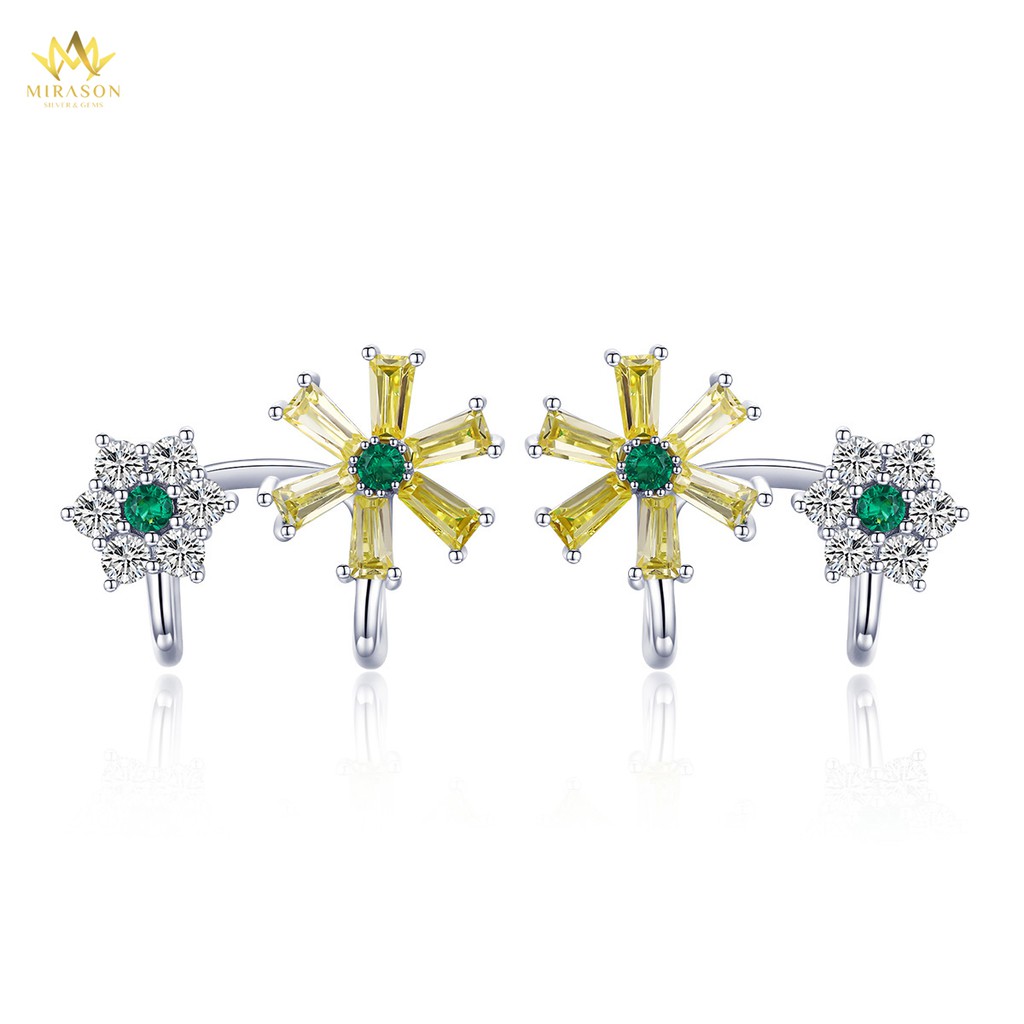 Khuyên Tai Bạc Nữ MIRASON Hình Hoa Nạm Đá MBT032 - Hoa Tai Nữ Bạc 925 Cao Cấp