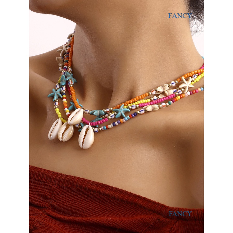 Vòng cổ Hạt Hình Vỏ Sò/ Sao Biển Phong Cách Bohemian Thời Trang Cho Nữ