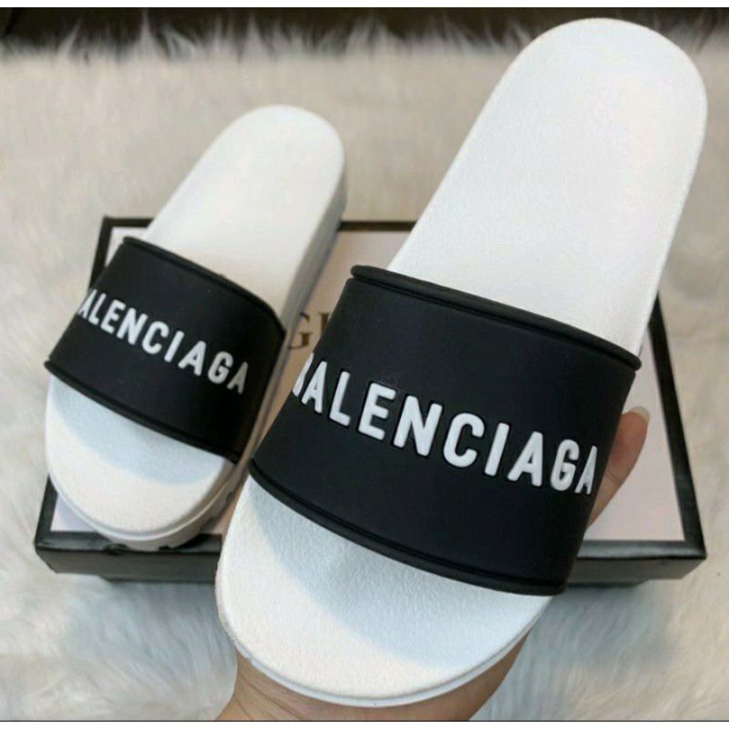 Dép nam quai ngang balenciga trắng ,đế cao 4 phân chống trơn trượt size từ 38_43