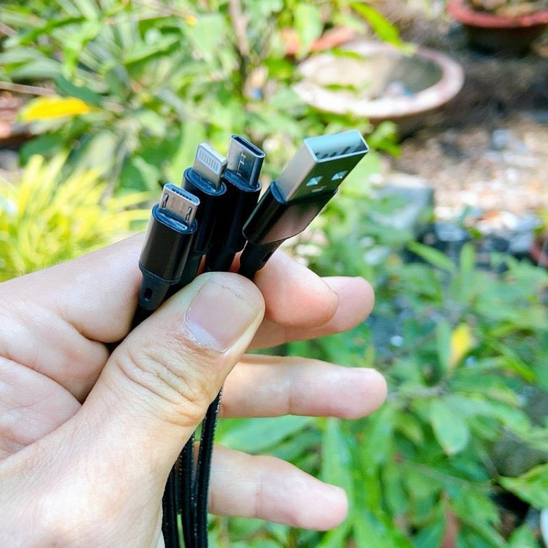 Cáp Sạc 3 Đầu, 3 IN 1 SẠC NHANH GẤP ĐÔI DÂY SẠC THƯỜNG Dây Cao Cấp Siêu Bền