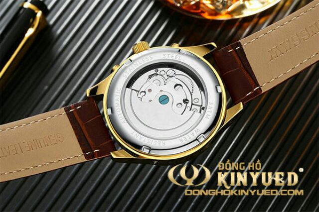 Đồng hồ Nam cơ Automatic dây da chạy 5 kim Kinyued