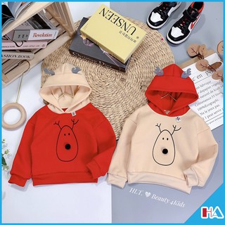 !!XẢ HÀNG GIÁ SỐC!! Áo Hoodie nỉ bông tạo hình chú tuần lộc dịp Noel siêu HOT cho bé từ 4-15kg