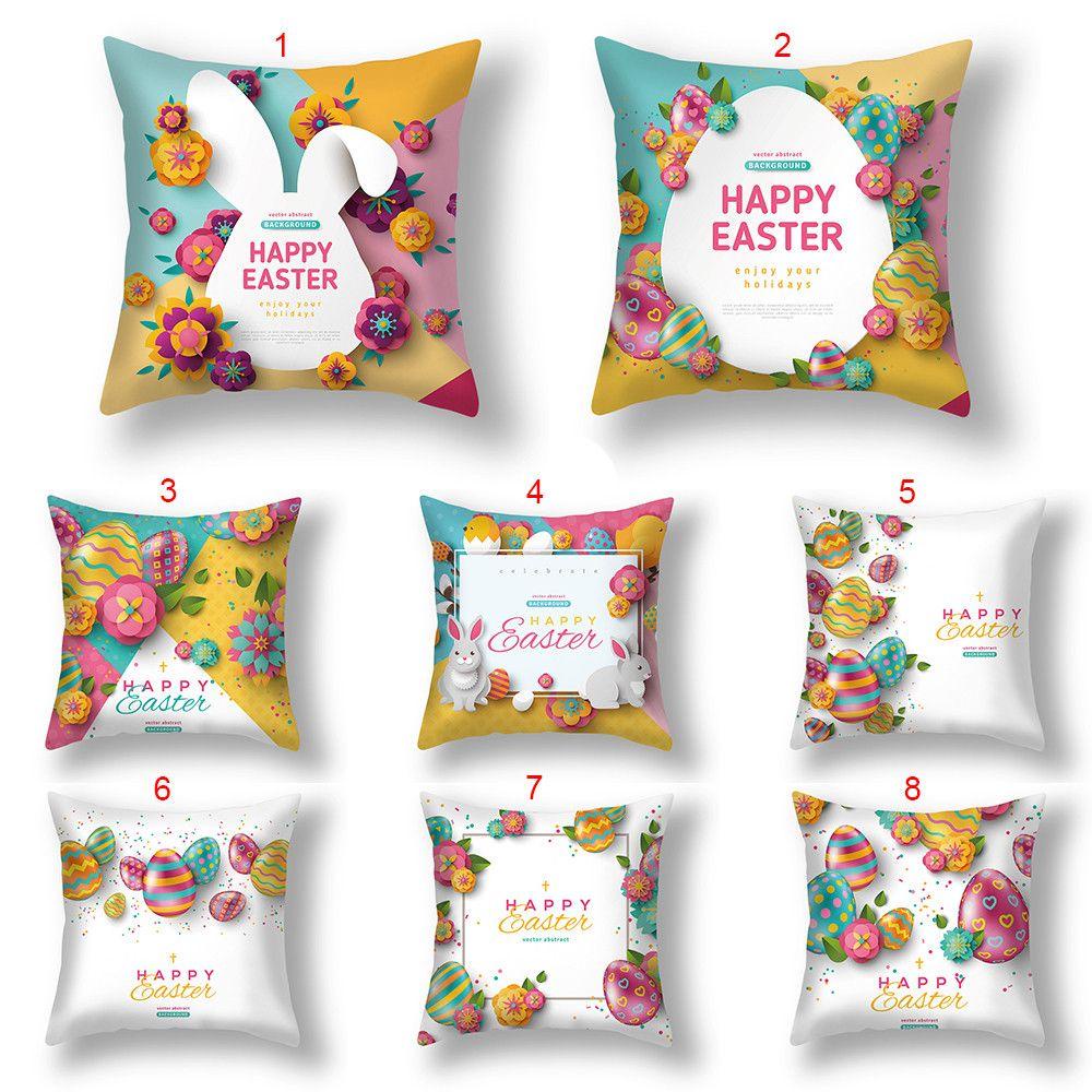 Vỏ Gối Polyester 45 * 45cm Họa Tiết Trứng Phục Sinh Ốp