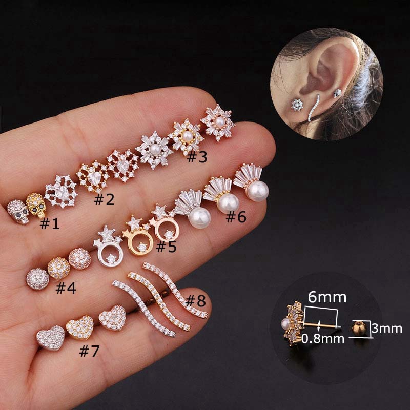1 Khuyên tai thép không gỉ nhiều màu sắc 6mm 20g
