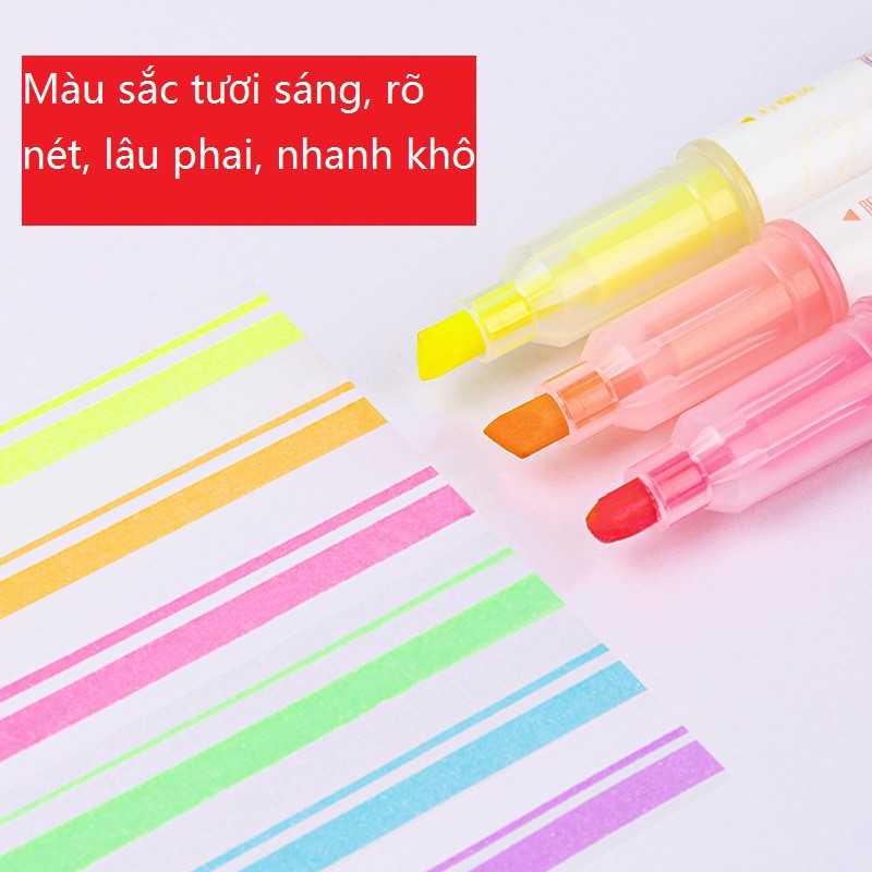 Bút nhớ dòng dạ quang 2 đầu Deli - 6 màu