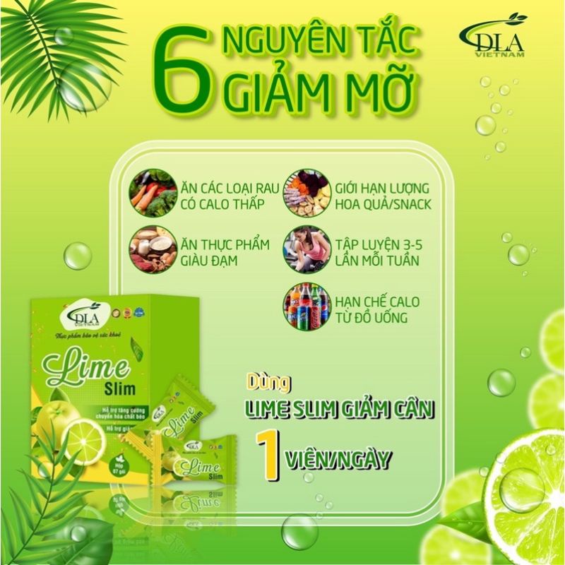 Kẹo dẻo giảm cân chanh dây Lime Slim, giảm mỡ đẹp da an toàn, 1 hộp 7 viên: