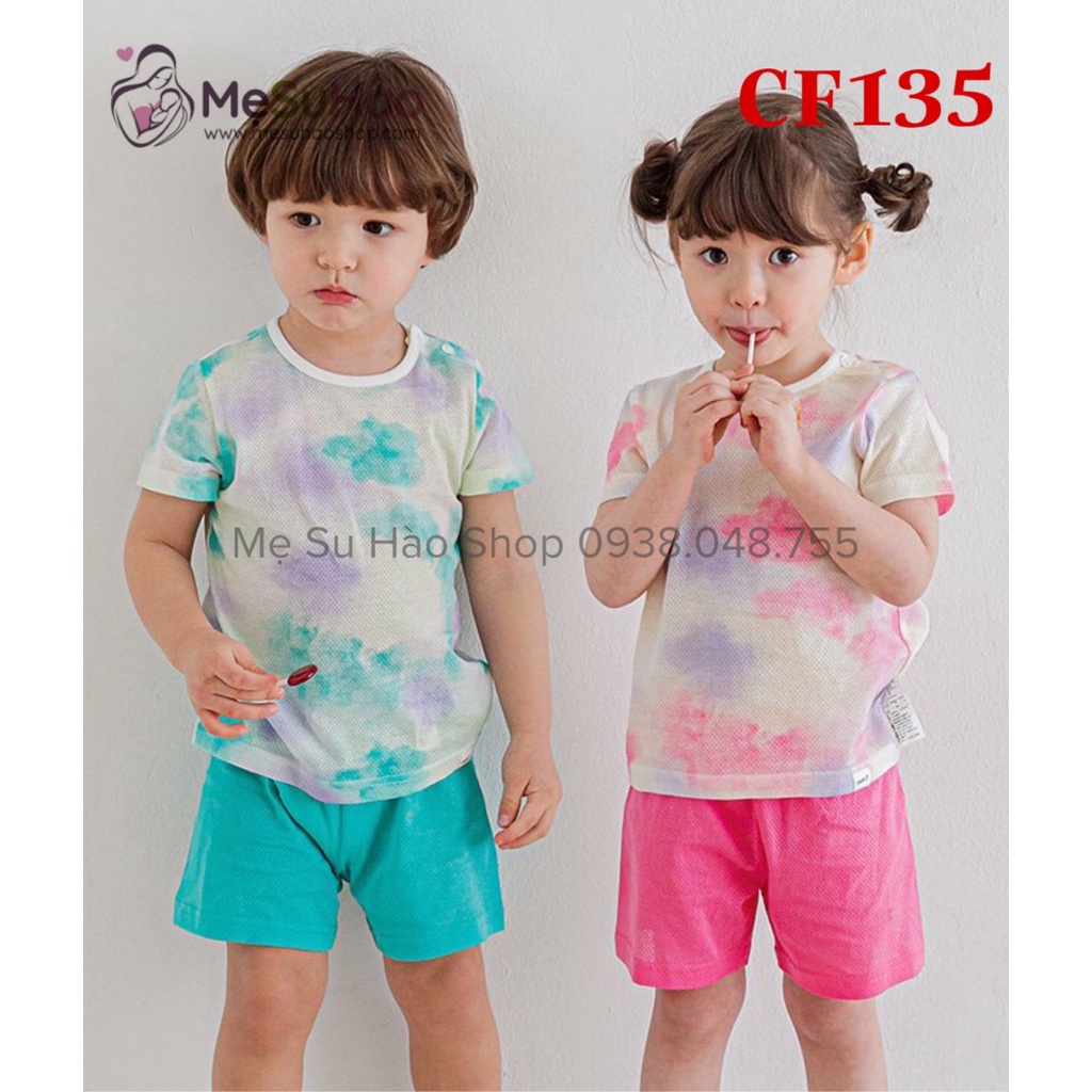 Bộ ngắn tay mẫu loang hồng xanh rất xinh hãng cordi_i , cotton 100% - ảnh sản phẩm 1