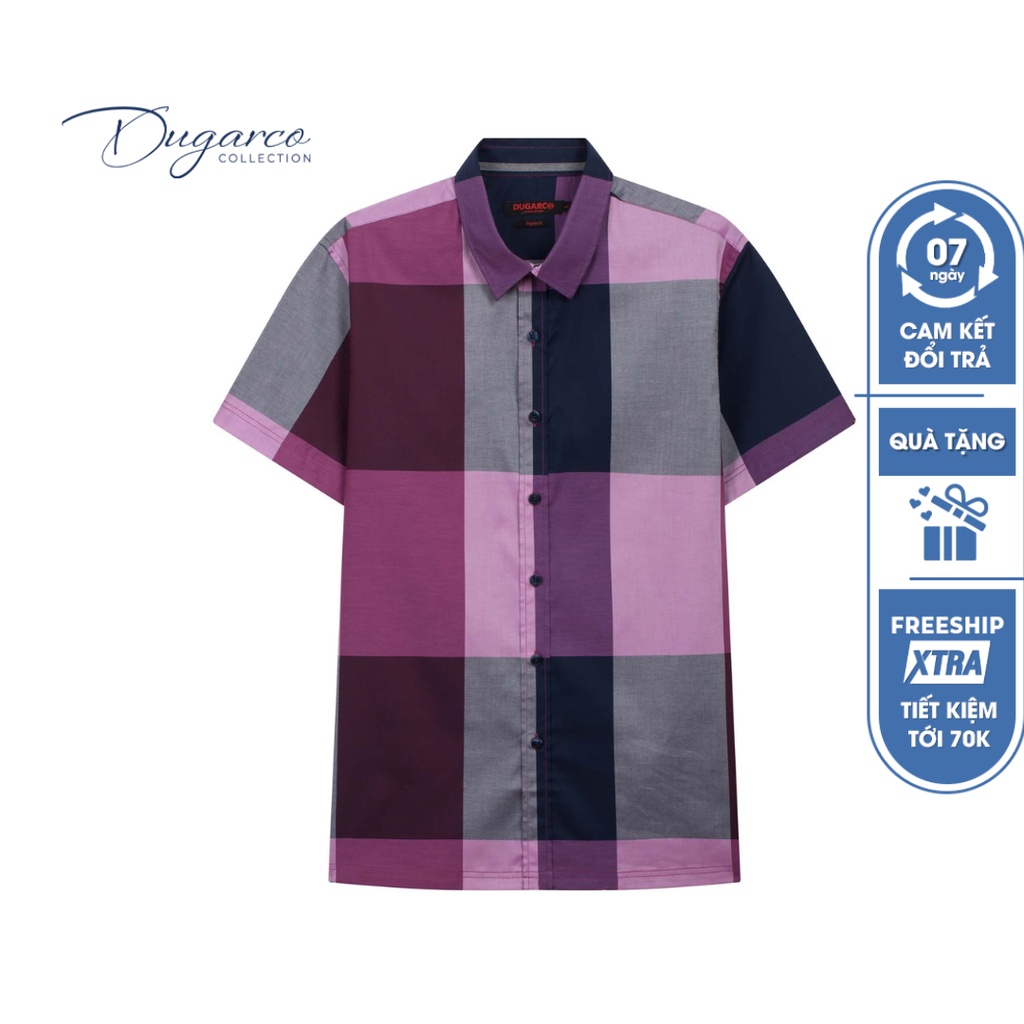 Áo sơ mi DUGARCO kẻ nam công sở tay ngắn cotton 209SMS4132